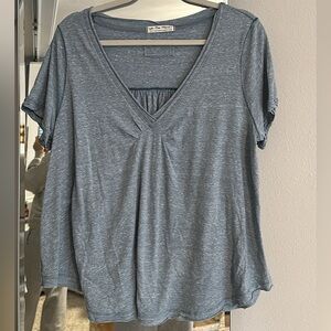 Free People Slate Blue V-Neck Tee